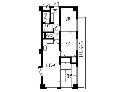 ユーハウス引山(3LDK/3階)の間取り写真