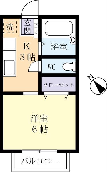 森ハイツ(1K/1階)の間取り写真