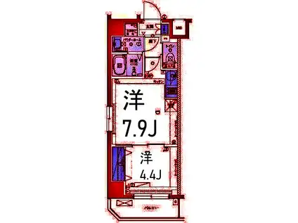 リヴシティ横濱蒔田ステーションアリーナ(1LDK/6階)の間取り写真
