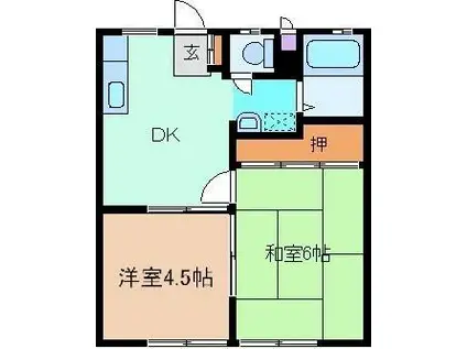 パナハイツ アルタス A(2DK/1階)の間取り写真