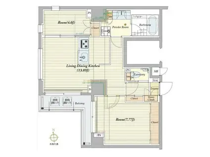ビバリーホームズ秋葉原(2LDK/10階)の間取り写真