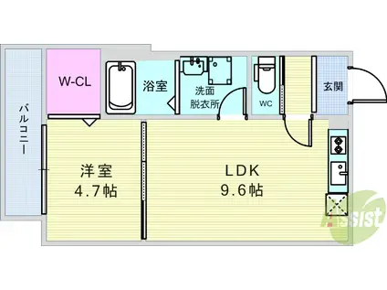 ARCA豊中蛍池(1LDK/3階)の間取り写真