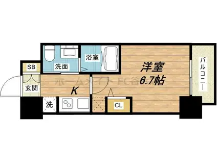 エステムコート阿波座プレミアム(1K/6階)の間取り写真