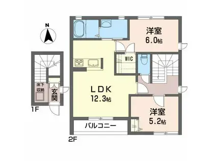 ブラン・オワゾーC(2LDK/2階)の間取り写真
