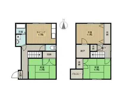 松本ハイツ(3SDK/1階)の間取り写真