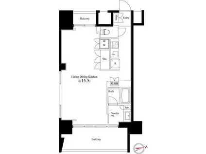 スクエアガーデン池袋(1K/6階)の間取り写真