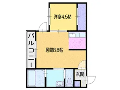 ラークヒルズ(1LDK/1階)の間取り写真