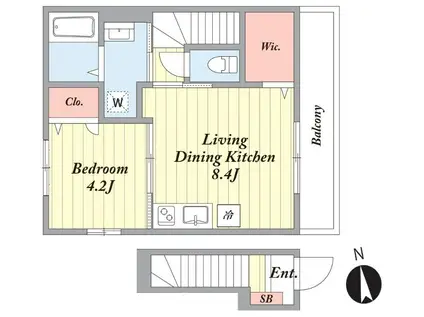 REVEUR(1LDK/2階)の間取り写真