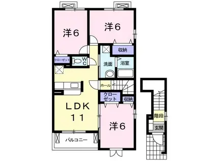 サンライズIII(3LDK/2階)の間取り写真