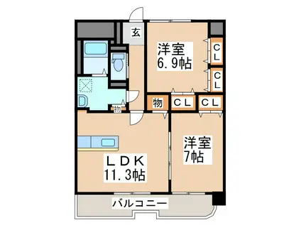 レジデンス小峯(2LDK/5階)の間取り写真