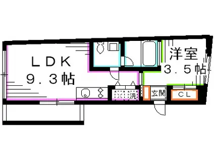 JR中央線 吉祥寺駅 徒歩8分 3階建 築13年(1LDK/2階)の間取り写真