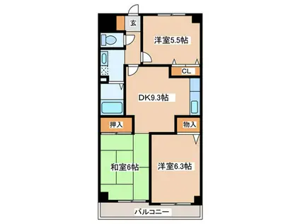 フェリースいずみ中央(3DK/4階)の間取り写真