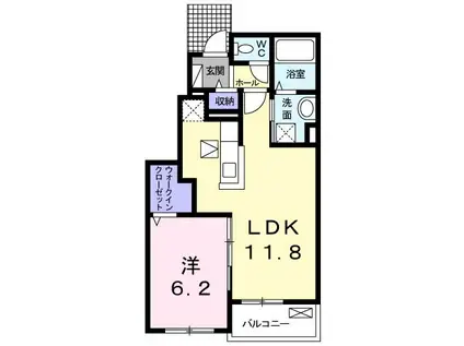 アークヒルズJ(1LDK/1階)の間取り写真