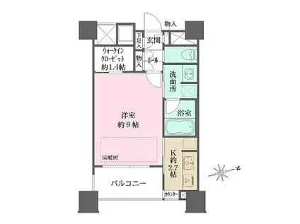 新宿山吹アインスタワー(ワンルーム/11階)の間取り写真