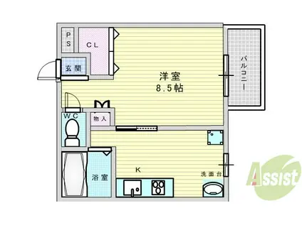 サンメゾン13(1DK/1階)の間取り写真