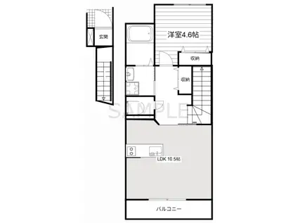 ネオスカイB(1LDK/2階)の間取り写真