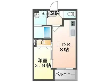 エルヴェ門真(1LDK/2階)の間取り写真