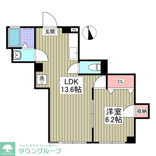 ファミール希望ヶ丘(1K/1階)の間取り写真