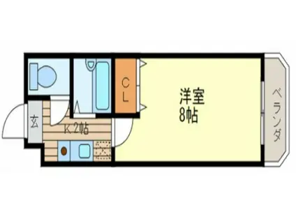 プラティークヴィラ天神(1K/5階)の間取り写真