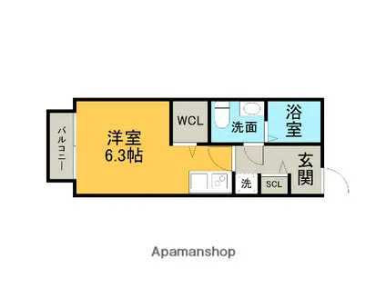 セイントフォー(1K/2階)の間取り写真