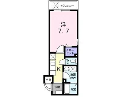 ロッコーオリオン(1K/4階)の間取り写真