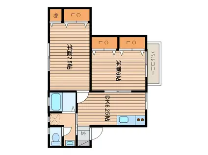 フィガロハウス(2DK/2階)の間取り写真