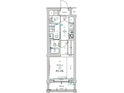 ディアレイシャス東京サウスパレス(1K/1階)の間取り写真