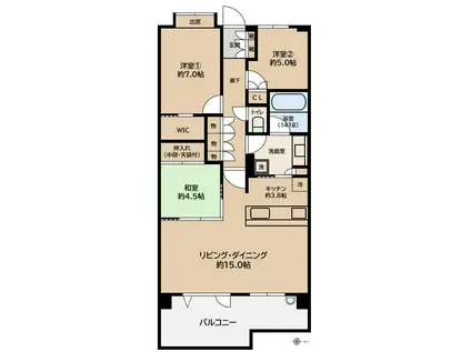 パークテラス高宮(3LDK/2階)の間取り写真