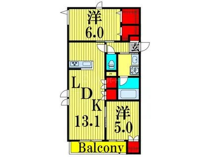 BONHEUR DE CHIEN KITAAYASE(2LDK/2階)の間取り写真