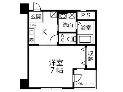 プログレス(ワンルーム/2階)の間取り写真