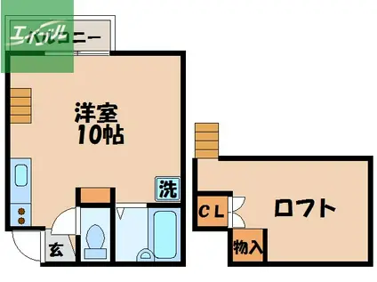 ハイツ翼II(ワンルーム/2階)の間取り写真