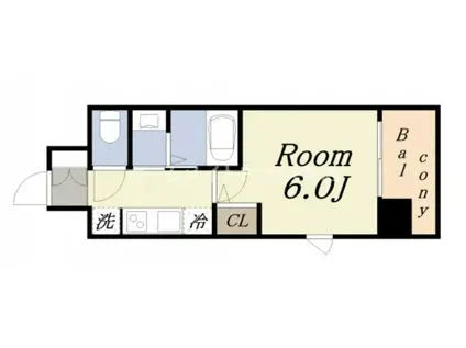 エステムコート難波ウエスト-SIDEⅦグローブ(1K/8階)の間取り写真