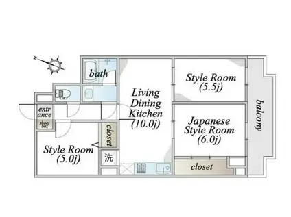 コスモ浦和南セカンドステージ(3LDK/4階)の間取り写真
