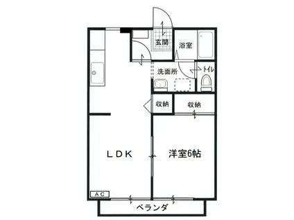 ルナハイツ大橋(1LDK/2階)の間取り写真