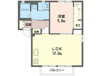 ドルチェ壱番館(1LDK/1階)の間取り写真