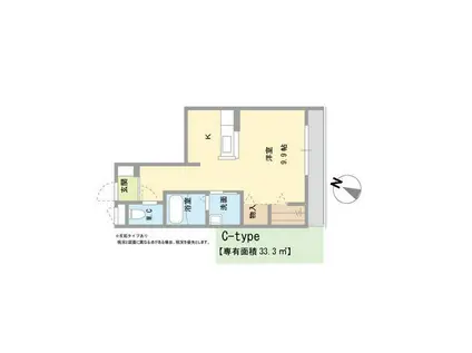 ロイヤルグランデ(1K/2階)の間取り写真