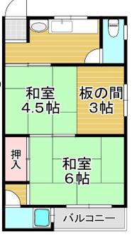 嶋川マンション(2SK/3階)の間取り写真