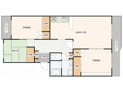 ECLARGE A棟(3LDK/4階)の間取り写真