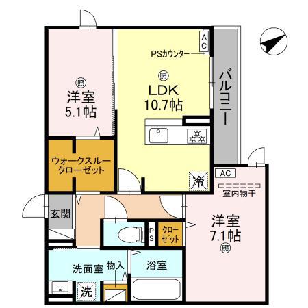 LA MAISON林崎(2LDK/1階)の間取り写真