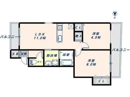 ピッコロヴィラジオクアトロ(2LDK/1階)の間取り写真