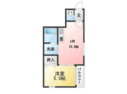 アキモトビル2ND(1LDK/2階)の間取り写真