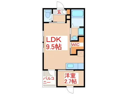 PLAGE(1LDK/2階)の間取り写真