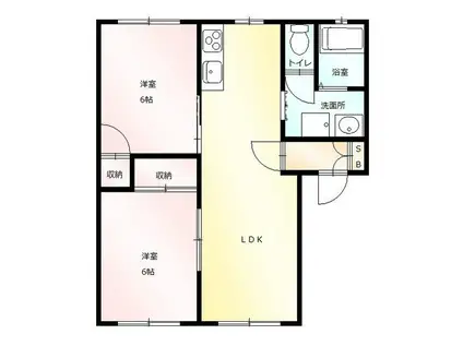 ジュネスかすかわ(2LDK/2階)の間取り写真