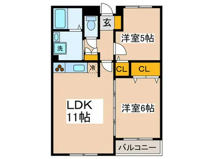 グランドソレーユ(2LDK/3階)の間取り写真