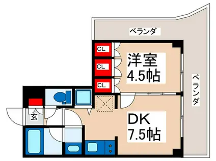 ブランシエスタ浦安(1DK/5階)の間取り写真