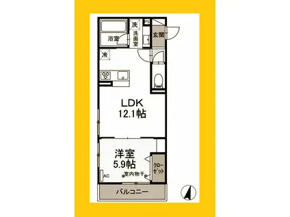 ウェルデンスD-STAY(1LDK/3階)の間取り写真