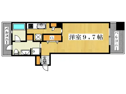 アクアコルテ(1K/4階)の間取り写真