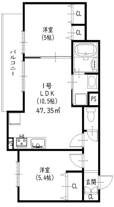クリエオーレ菊水町(2LDK/1階)の間取り写真