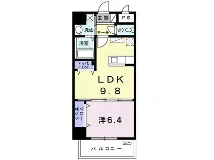 コーラルストーン泊(1LDK/8階)の間取り写真