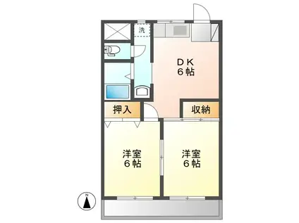 サンライズ佐久(2DK/2階)の間取り写真